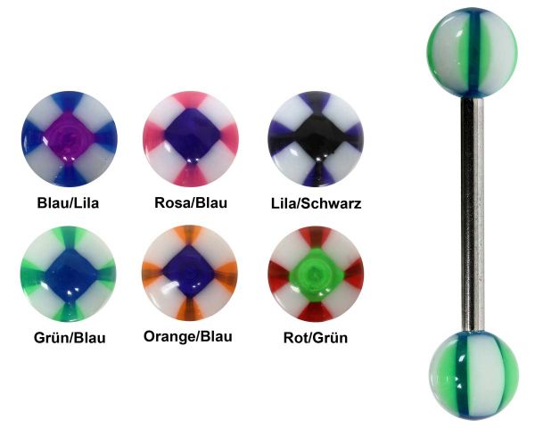 Zungenpiercing CROSS STRIPE aus Acryl in verschiedenen Farben Brustwarzenpiercing Piercing