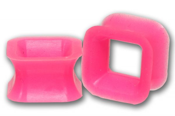 Flexi Viereck Flesh Tunnel 12 - 25 mm aus pinkfarbenem Silikon Ohrschmuck Plug