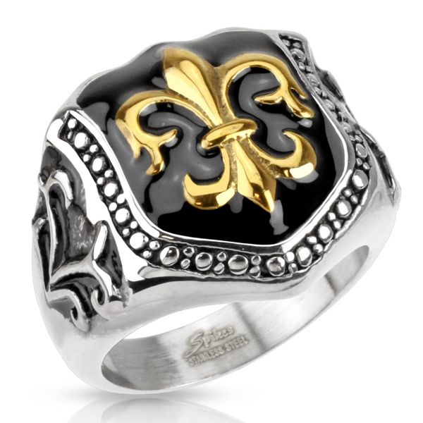 Edelstahl Ring FLEUR DE LIS Fingerring in verschiedenen Größen Biker