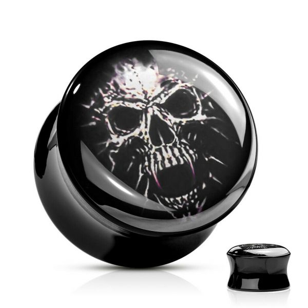 Double Flared Plug VAMPIRE SKULL 8 - 16 mm aus Acryl Ohrschmuck Piercing