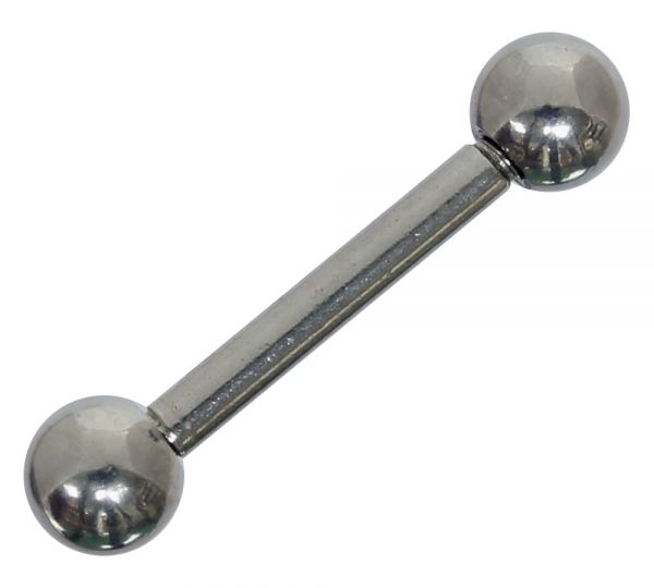Hantel - Straight Barbell 1,2 mm aus Stahl mit Kugeln Piercing