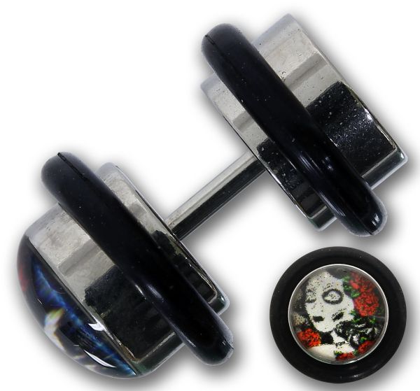 Fake Plug ROSE LADY Chirurgenstahl Cheater Picture Plug 1,2 x 4,5 mm