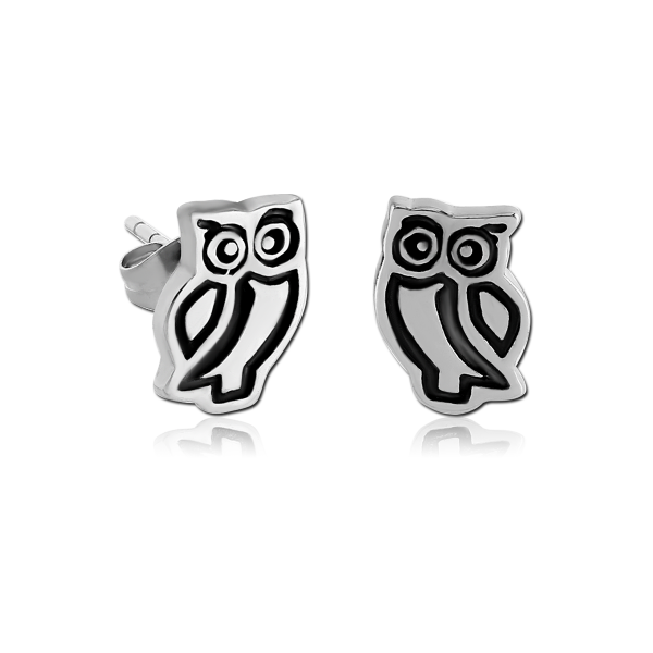 1 Paar Ohrstecker OWL - EULE - 316L Chirurgenstahl - Ohrringe für normale Ohrlöcher