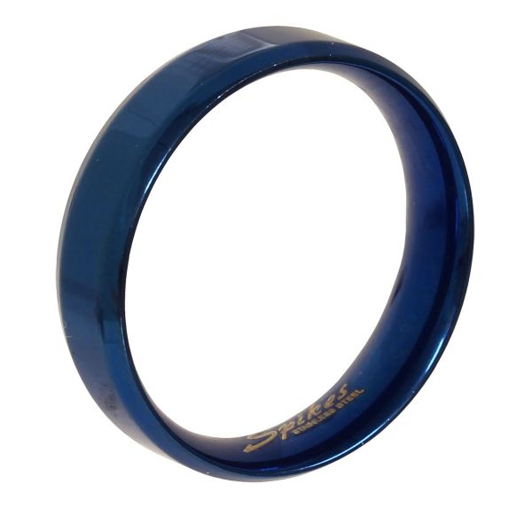Edelstahl Ring BLAU 6 mm breit in verschiedenen Größen mit abgeschrägten Kanten