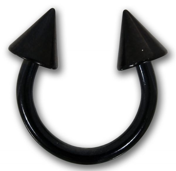 Hufeisen 1,6 mm aus schwarzem Chirurgenstahl mit Spitzen Horseshoe Piercing Brustwarze