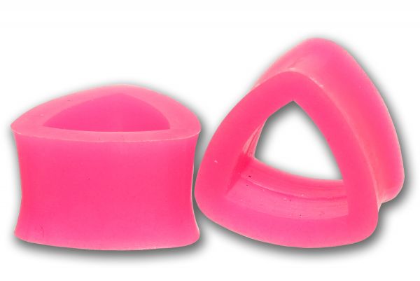 Flexi Triangle Flesh Tunnel 4 - 25 mm aus pinkfarbenem Silikon Ohrschmuck Plug
