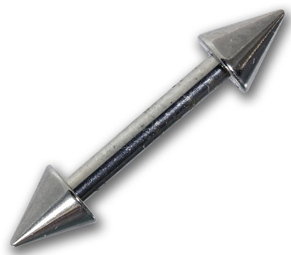 Hantel - Straight Barbell 1,2 mm aus Stahl mit Spitzen Piercing