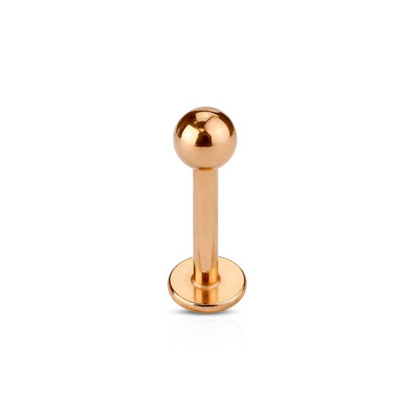 Labret 1,2 mm aus 316L Chirurgenstahl in ROSE GOLD mit Kugel Lippenpiercing