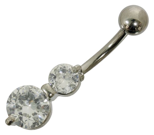 RESTPOSTEN - Bauchnabelpiercing DOPPEL RUND aus Chirurgenstahl mit klaren Kristallen Navel Piercing