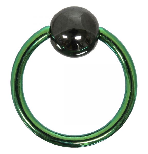 Klemmkugelring BCR 1,0 mm aus grünem Titan Piercingring Helix Tragus
