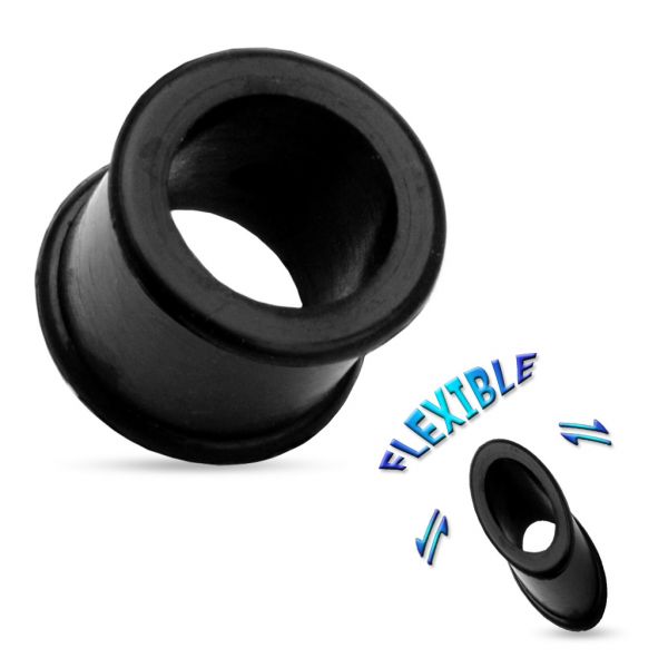 Flexi Flesh Tunnel 4 - 16 mm aus schwarzem Silikon Ohrschmuck Plug