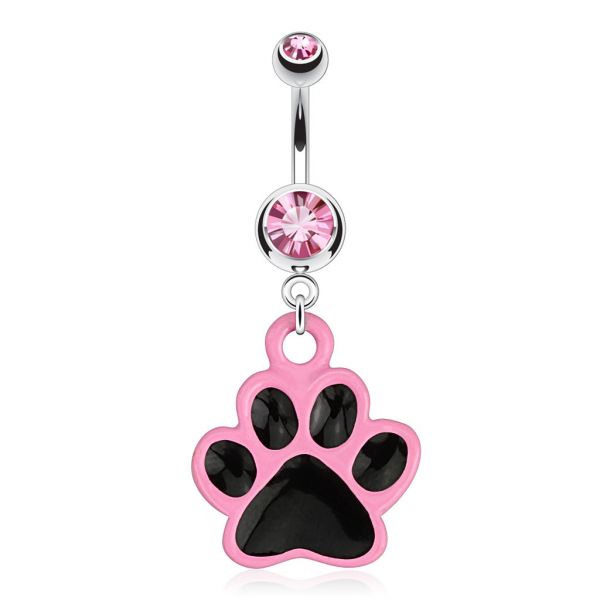 Bauchnabelpiercing PAW in pink/schwarz aus 316L Chirurgenstahl - Navel Piercing