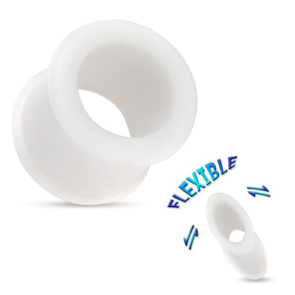 Flexi Flesh Tunnel 4 - 16 mm aus weißem Silikon Ohrschmuck Plug