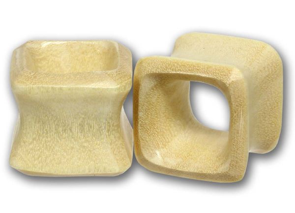 Double Flared Viereck Flesh Tunnel Blonde Crocadile Wood 6,0 - 25 mm Ohrschmuck Plug