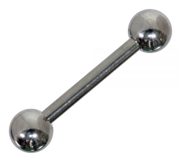 Hantel - Straight Barbell 1,0 mm aus Stahl mit Kugeln Piercing
