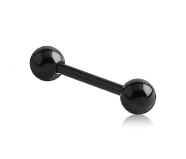 Hantel - Straight Barbell 1,6 mm BLACK STEEL mit Kugeln Piercing Zungenpiercing