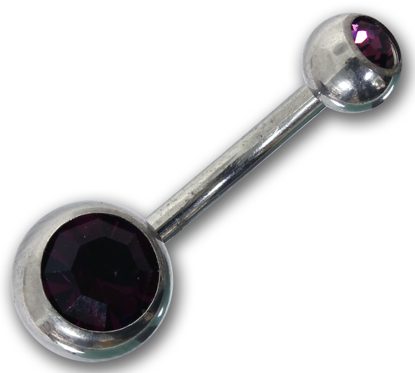 Bauchnabelpiercing DOUBLE JEWELED AMETHYST 1,6 x 10 mm Chirurgenstahl Navel Piercing