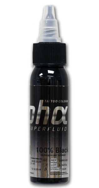 Alpha Superfluid - REACH-konform - Tattoofarbe BLACK 100% - 30/150ml Tätowierfarbe Vegan