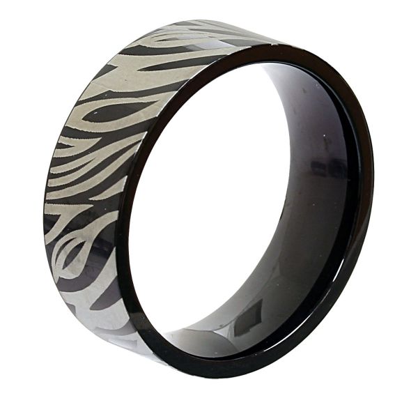 Edelstahl Ring ZEBRA in verschiedenen Größen schwarz/grau