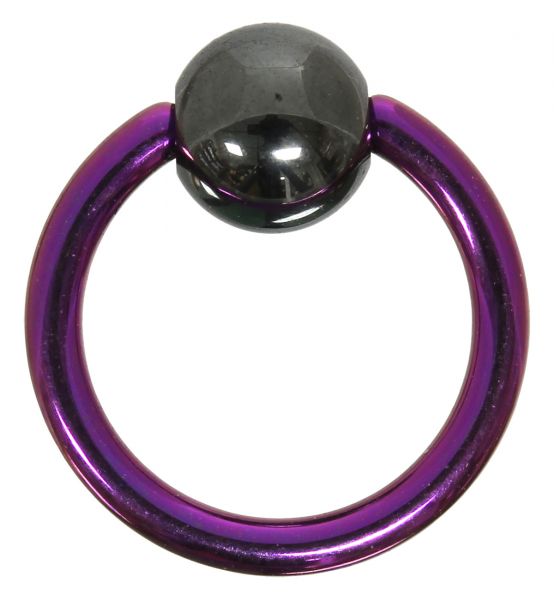 Klemmkugelring BCR 1,2 mm aus purpurfarbenem Titan Piercingring Augenbraue
