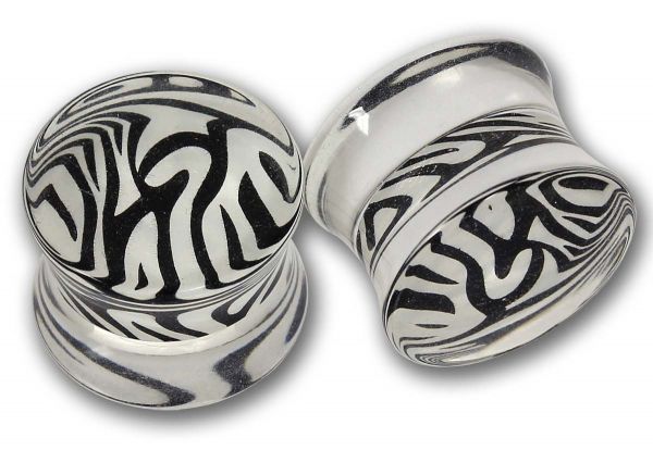 Double Flared Plug ZEBRA 6 - 24 mm aus Acryl Ohrschmuck Piercing