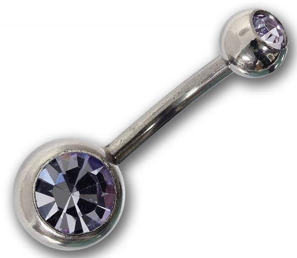 Bauchnabelpiercing DOUBLE JEWELED VIOLET 1,6 x 10 mm Chirurgenstahl Navel Piercing