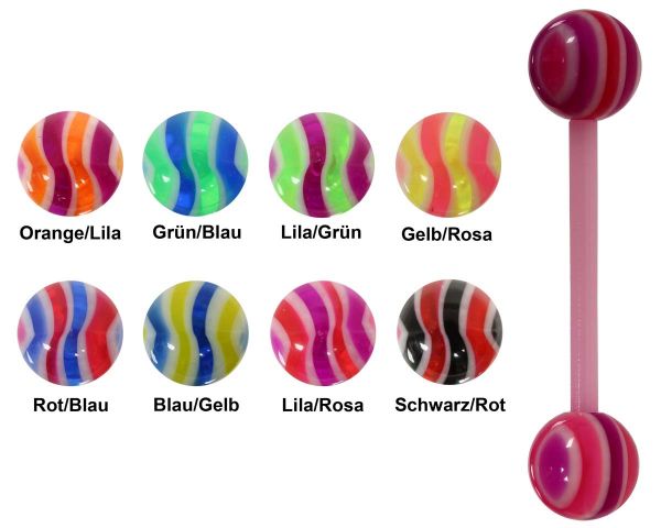 Zungenpiercing WAVE aus flexiblem Acryl in verschiedenen Farben Brustwarzenpiercing Piercing