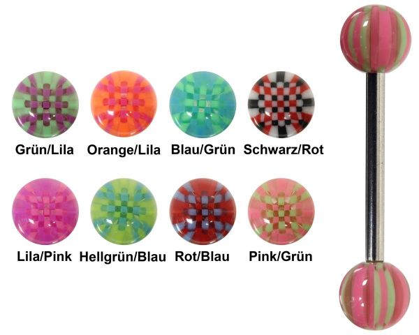 Zungenpiercing MINI CHECKER aus Acryl in verschiedenen Farben Brustwarzenpiercing Piercing