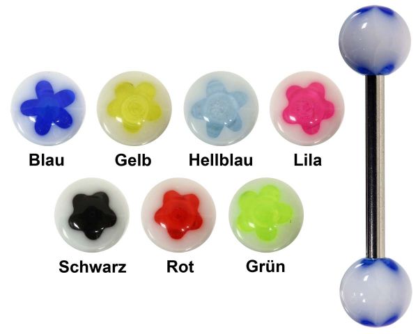 Zungenpiercing FLOWER DOT aus Acryl in verschiedenen Farben Brustwarzenpiercing Piercing