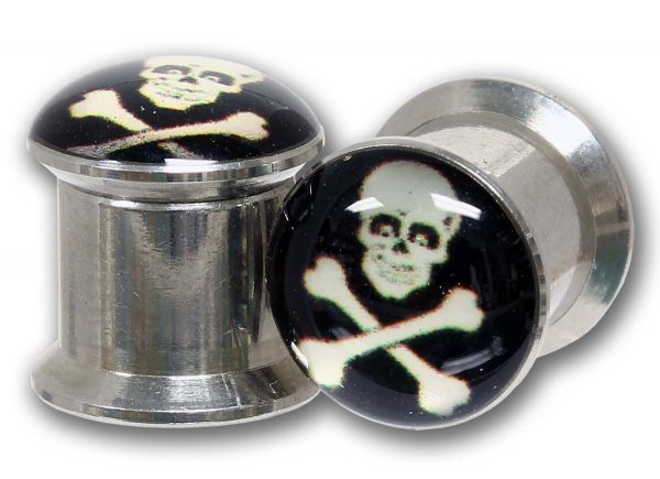 RESTPOSTEN - Picture Plug SKULL 6,0 / 8,0 / 12,0 mm Box Plug zum schrauben Flesh Tunnel