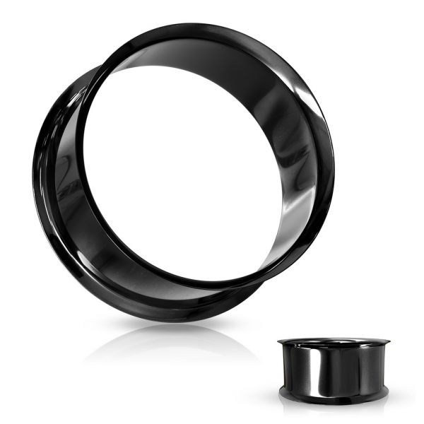 Double Flared Flesh Tunnel BLACK STEEL 2,5 - 25,0 mm aus Chirurgenstahl Ohrschmuck