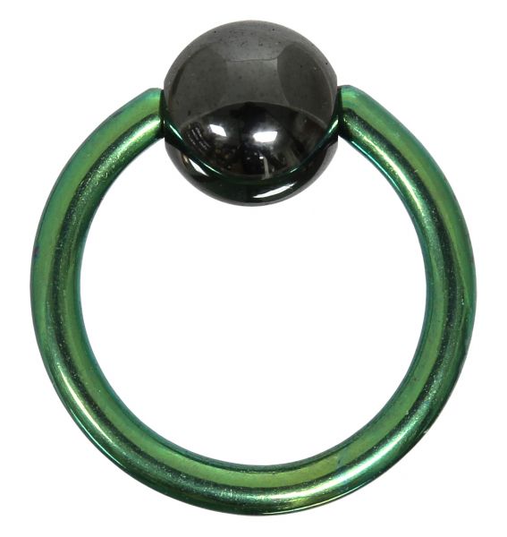 Klemmkugelring BCR 1,2 mm aus grünem Titan Piercingring Augenbraue