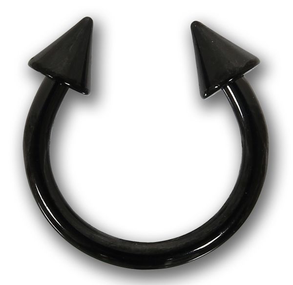 Hufeisen 1,2 mm aus schwarzem Chirurgenstahl mit Spitzen Horseshoe Piercing Augenbraue
