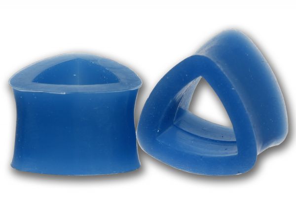 Flexi Triangle Flesh Tunnel 4 - 25 mm aus blauem Silikon Ohrschmuck Plug