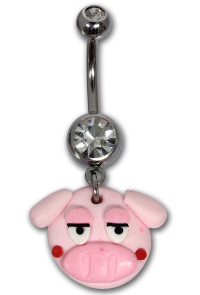 RESTPOSTEN - Bauchnabelpiercing SCHWEINCHEN aus Chirurgenstahl und Kunststoff Navel Piercing Bauchna