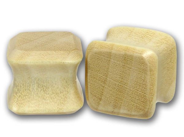 Double Flared Viereck Plug Blonde Crocadile Wood 6,0 - 25 mm Ohrschmuck Flesh Tunnel