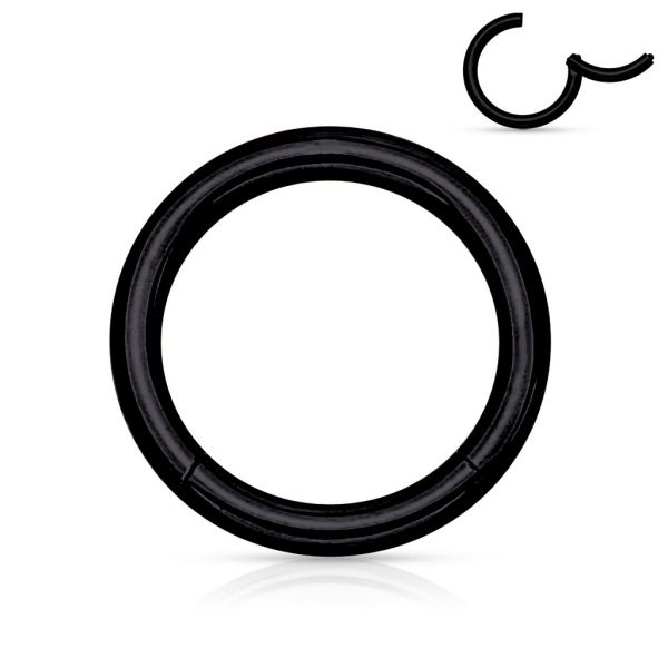 Segmentring SCHWARZ mit Scharnier - 1,6 mm aus Chirurgenstahl - Smooth Closure Ring