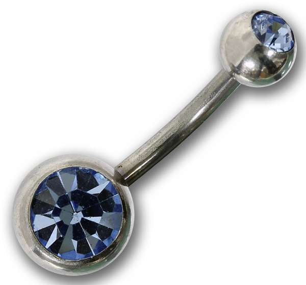 Bauchnabelpiercing DOUBLE JEWELED LIGHT SAPPHIRE 1,6 x 10 mm Chirurgenstahl Navel Piercing