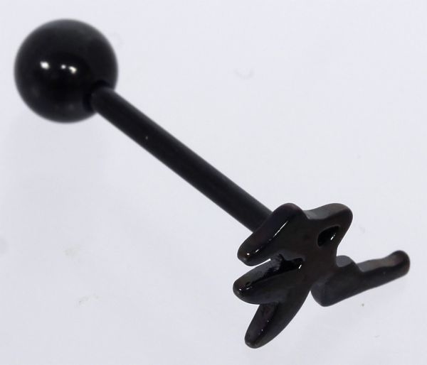 RESTPOSTEN - Zungenpiercing mit Logo FEE in Schwarz aus 316L Chirurgenstahl Piercing