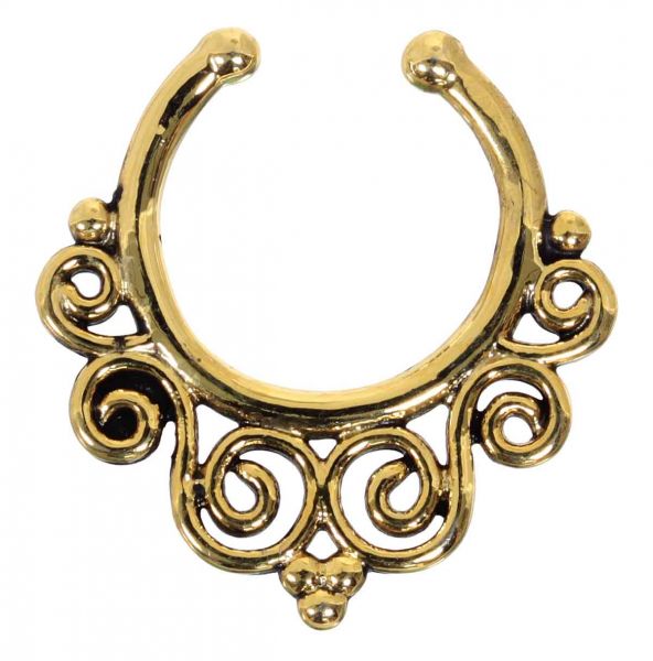 Septum Hänger TRIBAL SWIRLS Fake Piercing aus Messing in gold