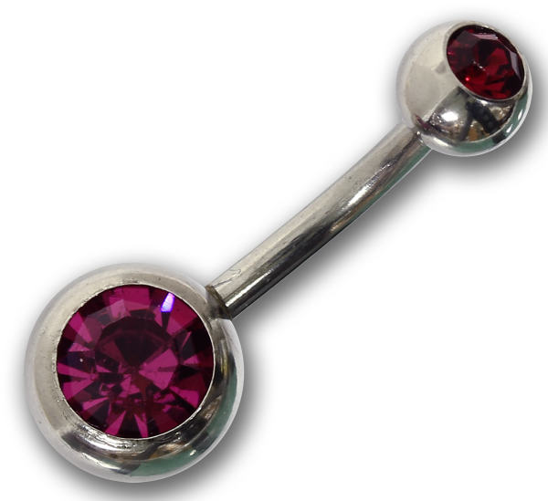 Bauchnabelpiercing DOUBLE JEWELED FUCHSIA 1,6 x 10 mm Chirurgenstahl Navel Piercing