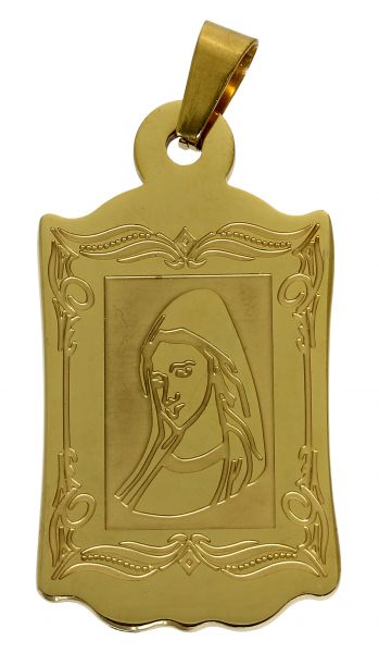 Halskette RAHMEN DER HEILIGEN MARIA Gold IP 316L Chirurgenstahl Anhänger 5,5 cm