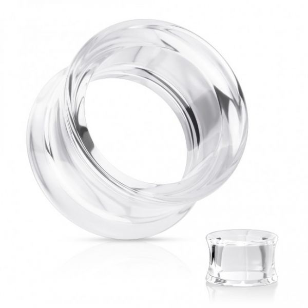 Double Flared Flesh Tunnel 3,2 - 19 mm aus klarem Acryl Ohrschmuck Plug