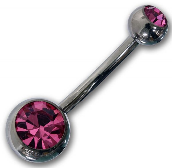 Bauchnabelpiercing aus Titan mit 2 Kristallen in rosa Navel Piercing Bauchnabel