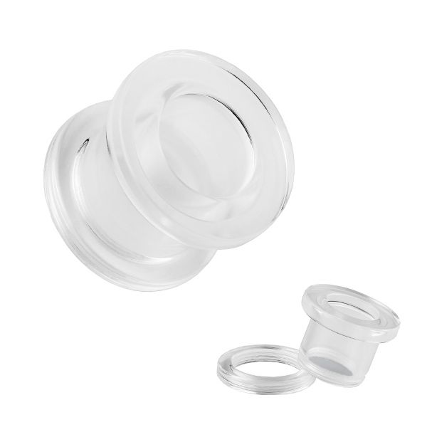 Flesh Tunnel aus klarem Acryl zum Schrauben 3 - 10 mm Ohrschmuck Plug