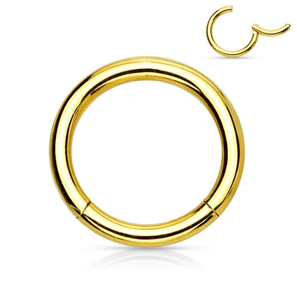 Segmentring GOLD mit Scharnier - 1,6 mm aus Chirurgenstahl - Smooth Closure Ring