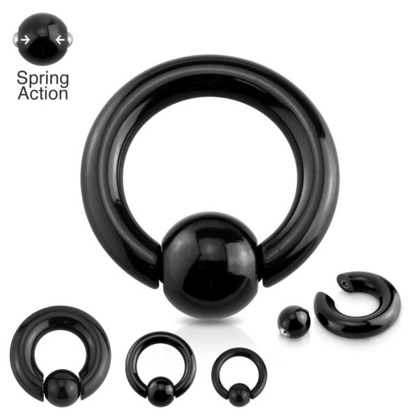 Federkugelring BLACK 4,0 mm aus schwarzem Chirurgenstahl BCR Piercingring Intimpiercing