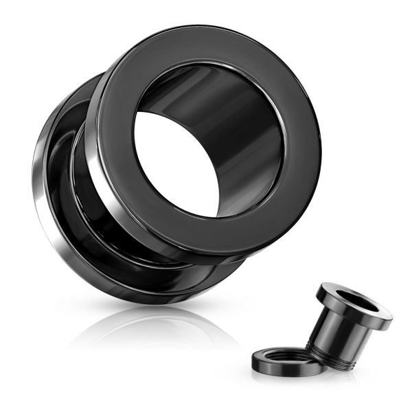 Flesh Tunnel zum Schrauben BLACK STEEL 1,2 - 25,0 mm aus Chirurgenstahl Ohrschmuck