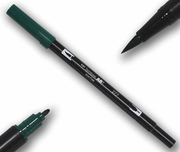 Tombow ABT DARK GREEN Double Brush Pen Künstlerstift Fasermaler mit zwei Spitzen