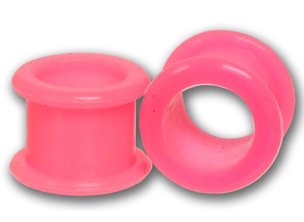 Flexi Flesh Tunnel 4 - 16 mm aus pinkfarbenem Silikon Ohrschmuck Plug